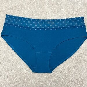 Victoria’s Secret Teal Polka Dot Mesh Trim Cotton Hiphugger Panties XL